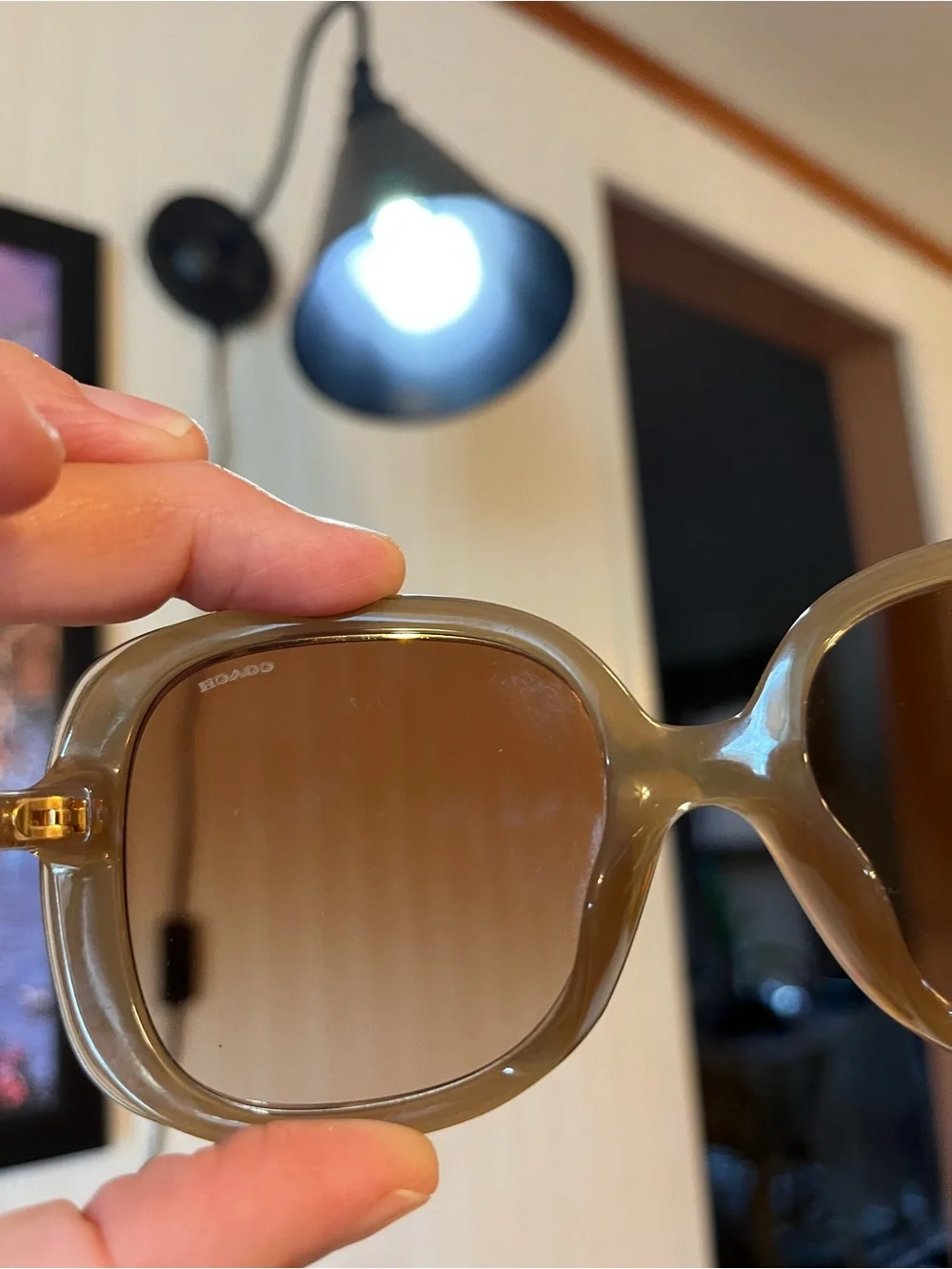 Coach Oversized Milky Beige Sunglasses with case